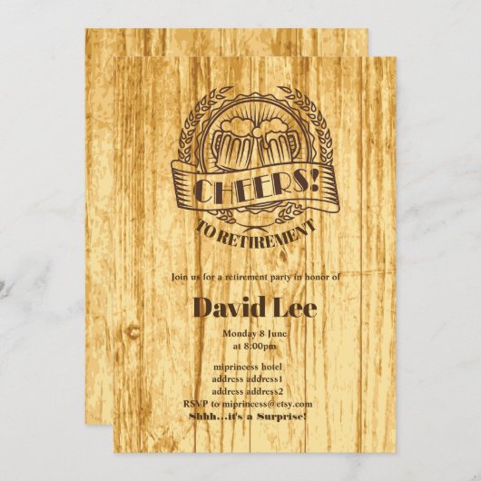 BIER, Ruhestand bejubeln, Einladung (Vorne/Hinten)