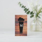 Bier Rustic Wood Quadrat-Element mit Monogramm Visitenkarte (Stehend Vorderseite)