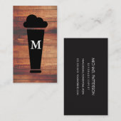Bier Rustic Wood Quadrat-Element mit Monogramm Visitenkarte (Vorne/Hinten)