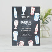 Bier Rustikale Handgezeichnete Lustige Bier-Geburt Einladung (Stehend Vorderseite)