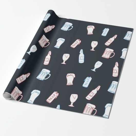 Bier Rustikale Handgezeichnete Whimsical-Bierparty Geschenkpapier (Ungerollt)