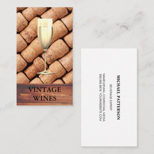 Bier Rustikales Holz | Champagner | Wein Visitenkarte (Vorne/Hinten)