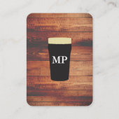 Bier Rustikales Holz-Quadratzelement mit Monogramm Visitenkarte (Vorderseite)