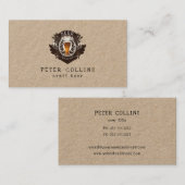 Bier rustikales Wappen-Kraftpapier Visitenkarte (Vorne/Hinten)