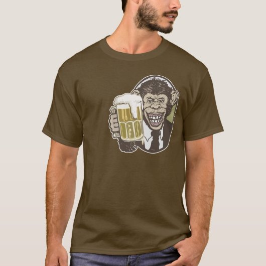 Bier-Schimpanse durch Mudge Studios T-Shirt (Vorderseite)
