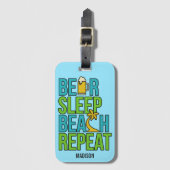 Bier - Schlaf - individuelle Name und Farbe am Str Gepäckanhänger (Vorderseite Vertikal)