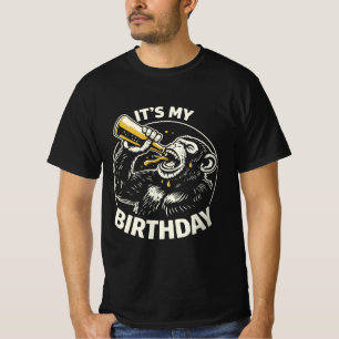 Bier schluckender Schimpanse Ich habe Geburtstag T-Shirt
