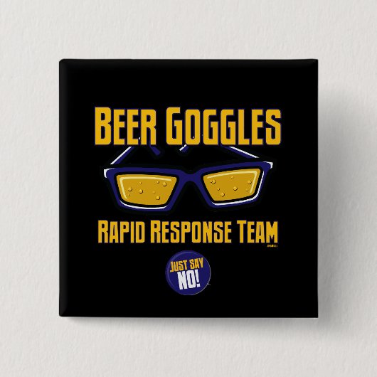 Bier-Schutzbrillen-schnelles Warteteam Button (Vorderseite)