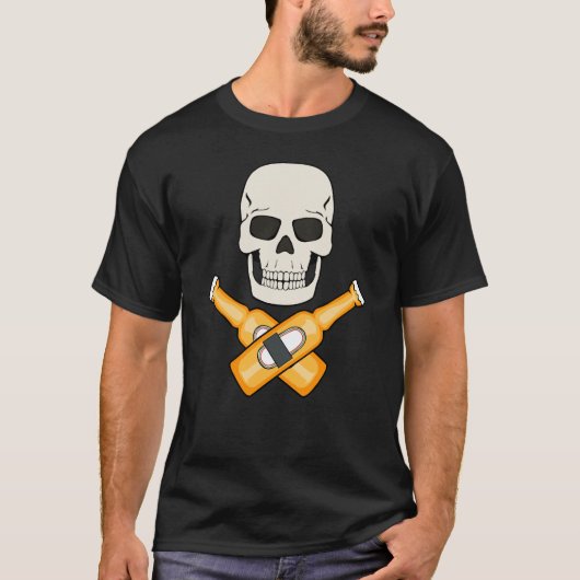 BIER SKULL PIRATE DESIGN T-Shirt (Vorderseite)