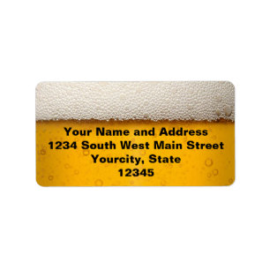 Bier sprudelt Nahaufnahme Adressaufkleber