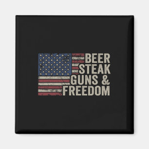 Bier Steak Waffen Und Freiheit - 4. Juli USA-Flagg Magnet