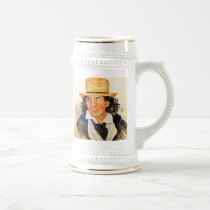 Bier Stein mit dem Mann im Strohhut Bierglas