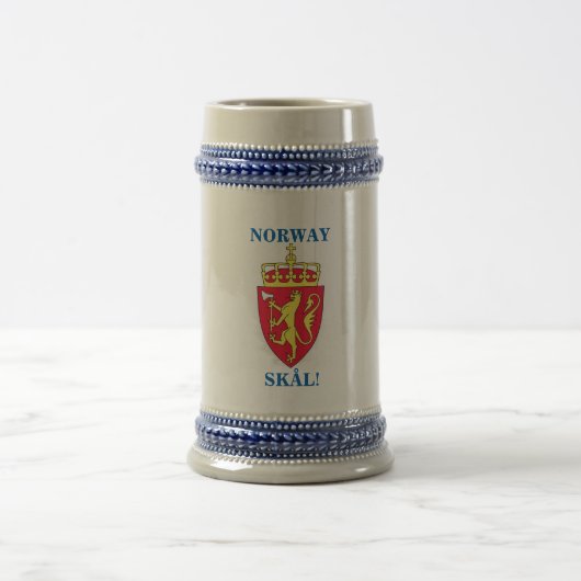 Bier Stein mit norwegischem Wappen und SKÅL! Bierglas (Mittel)