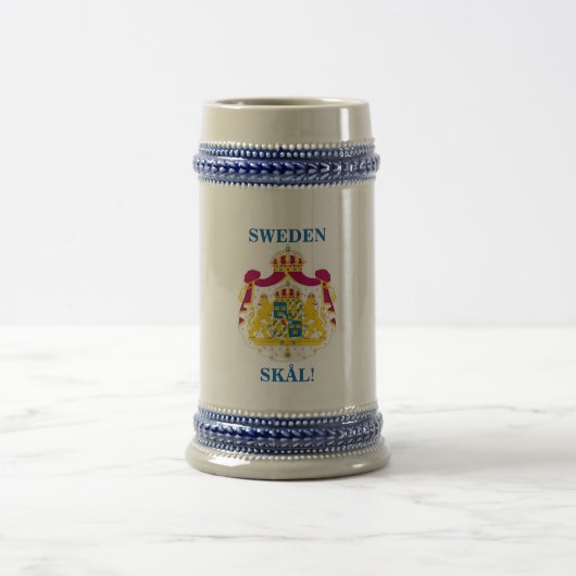 Bier Stein mit schwedischem Wappen und SKÅL! Bierglas (Mittel)
