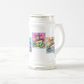 Bier, Stein - Pop-Kunst-Hotdog mit Chips und ein Bierglas (VorderseiteRechts)