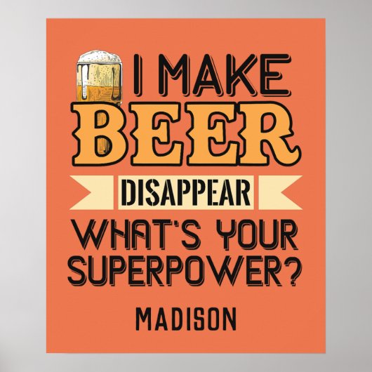 Bier Superpower individuelle Name & color Poster (Vorne)