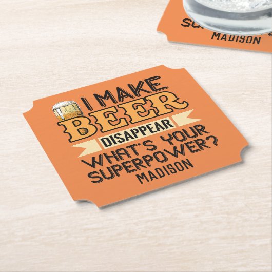 Bier Superpower individuelle Name & color Untersetzer (angewinkelt)