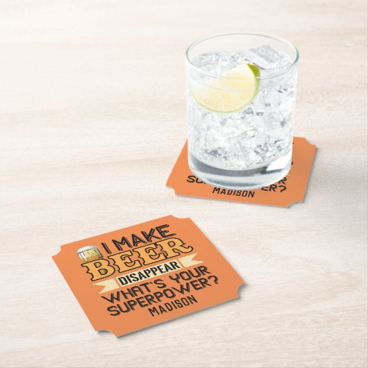 Bier Superpower individuelle Name & color Untersetzer (Vor Ort)