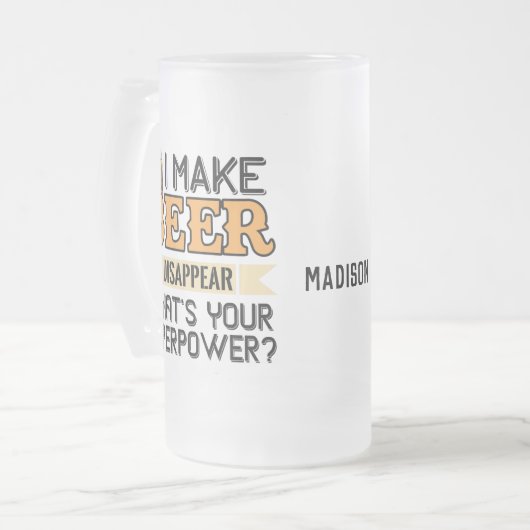 Bier Superpower individuelle Name Mattglas Bierglas (Vorderseite Links)