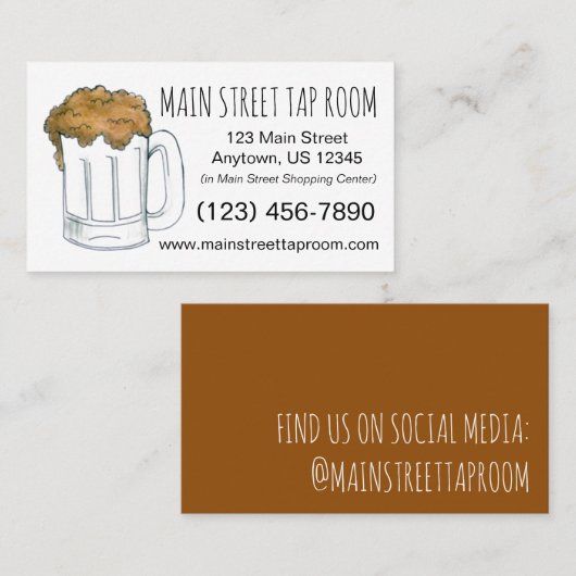Bier Tasse Ale Bar Stich Room Restaurant Drinks Visitenkarte (Vorne/Hinten)