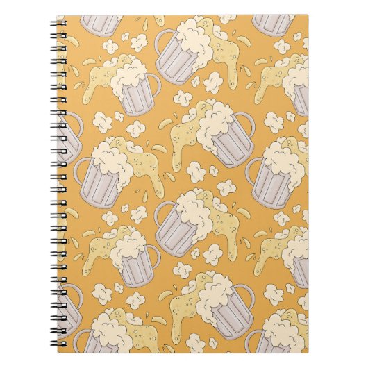 Bier Tasse Cartoon: Vintag nahtlos. Notizblock (Vorderseite)