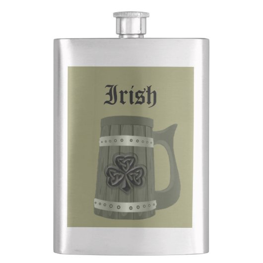 Bier-Tasse Irish Glücksspiel Kleeblatt Flachmann (Vorderseite)