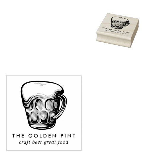 Bier-Tasse-Logo-Brauerei Bar Business Gummistempel (Stempel)