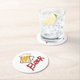 Bier-Tasse mit Bier und Schaumstoff-Rundpapier Unt Runder Pappuntersetzer