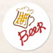 Bier-Tasse mit Bier und Schaumstoff-Rundpapier Unt Runder Pappuntersetzer (Vorderseite)