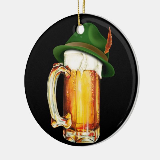 Bier-Tasse mit deutschem Hut Oktoberfest Keramik Ornament (Links)