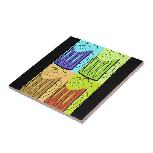 Bier Tasse Pop Art Fliese (Seite)