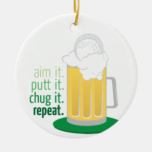 Bier-Tasse und Golf Keramik Ornament
