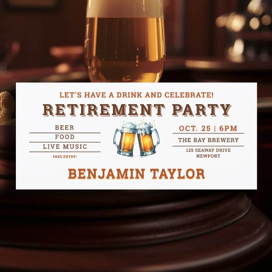 Bier Themed Brauerei White Ticket Retirement Party