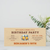 Bier Themed Brewery Ticket Men's 50. Geburtstag (Stehend Vorderseite)