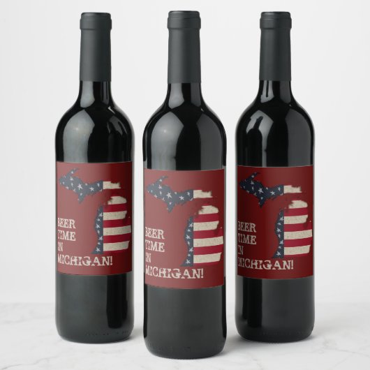 Bier Time in Michigan | Anpassen Weinetikett (Flaschen)