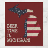Bier Time in Michigan | Anpassen Weinetikett (Einzelnes Label)