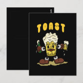 Bier Toast Mascot Postkarte (Vorne/Hinten)