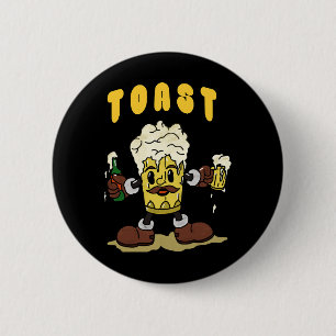 Bier Toast Maskottchen Button
