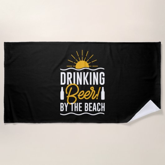 Bier trinken am Strand Strandtuch (Vorderseite)