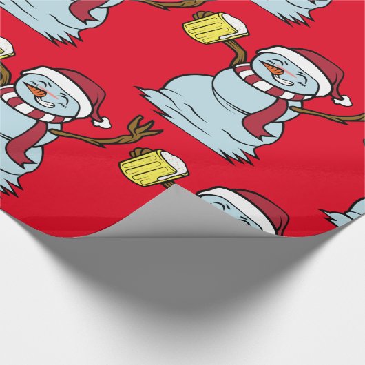 Bier trinken Betrunken Snowman Thunder_Cove Geschenkpapier (Ecke)