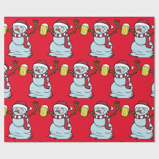 Bier trinken Betrunken Snowman Thunder_Cove Geschenkpapier (Flach)