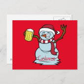 Bier trinken Betrunken Snowman Thunder_Cove Postkarte (Vorne/Hinten)