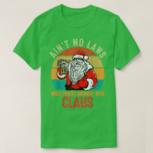 Bier trinken mit dem Weihnachtsmann Funny Retro Vi T-Shirt (Design vorne)