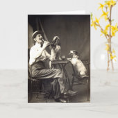 Bier-trinkende Hunde 1905 Karte (Gelbe Blume)