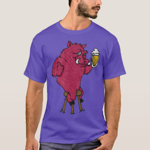 Bier trinkendes Razorback-Schwein Vintage T-Shirt