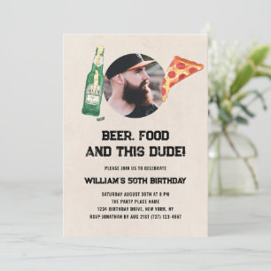 Bier-Typ Foto-Mann Lustig 50. Geburtstag Einladung