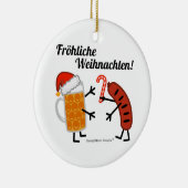 Bier u. Bratwurst - Fröhliche Weihnachten! Keramikornament (Rechts)