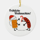 Bier u. Bratwurst - Fröhliche Weihnachten! Keramikornament (Vorne)
