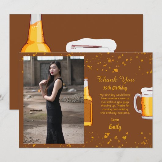 Bier Überraschung Geburtstag Dankeschön Karte (Vorne/Hinten)
