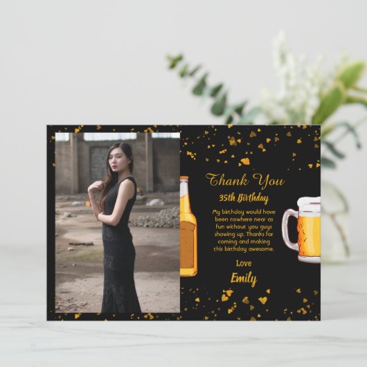 Bier Überraschung Geburtstag Dankeschön Karte (Stehend Vorderseite)